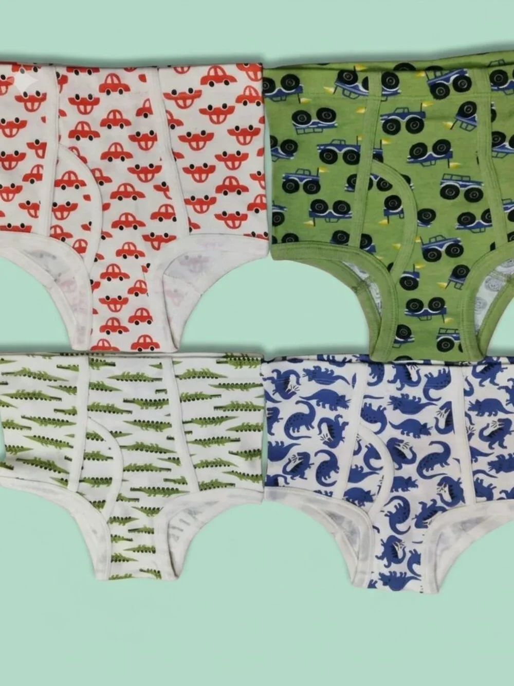 Animal 4 Size M - Boys Boxer Briefs Underwear Pack Dinosaurs Trucks Car